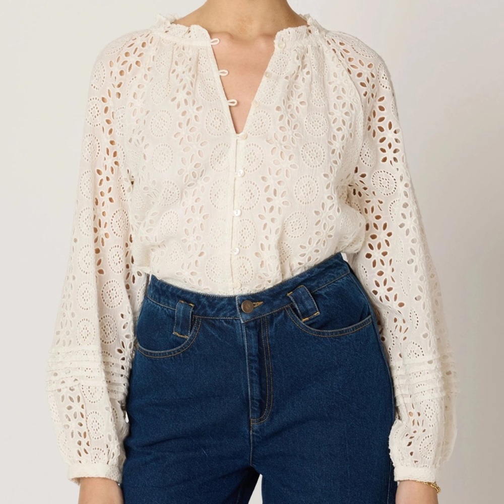 Cleobella Alicia Eyelet Blouse Sz XS